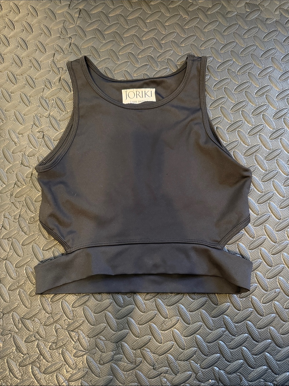 Joriki Black Cropped Athletic Tank Top with cut out back